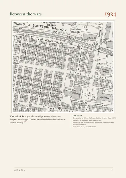 Page 9: the 1934 revision of the 25-inch Ordnance Survey map of Saltaire.